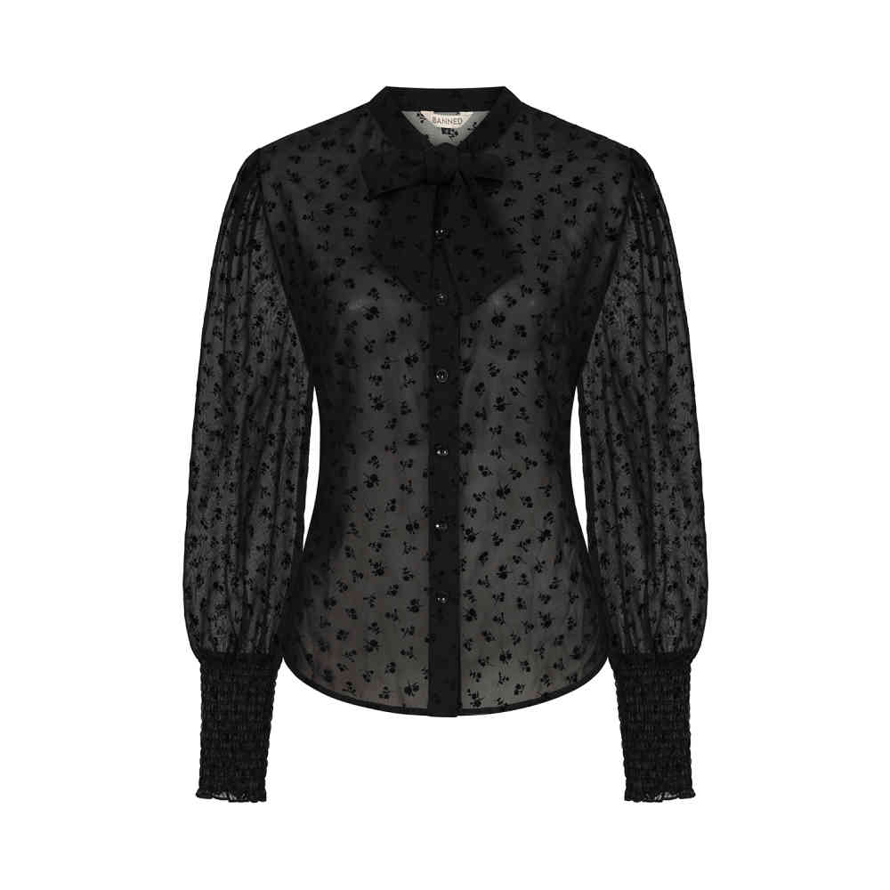 Banned - Florence Floral Night Chemisier - Noir